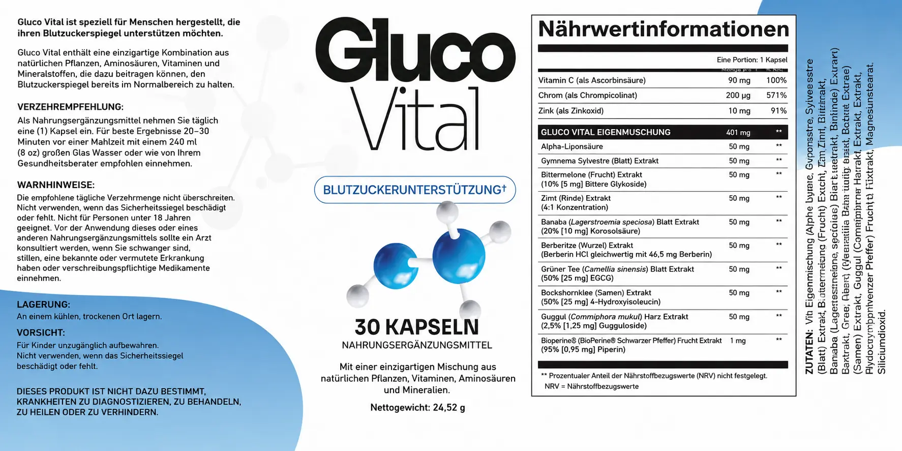 Gluco Vital Keto + ACV Gummies Supplement Facts label